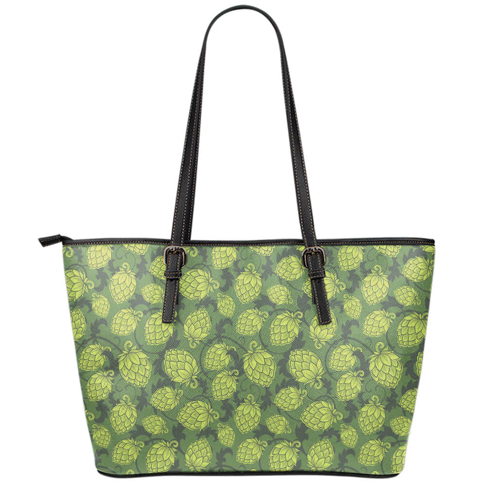 Cartoon Hop Cone Pattern Print Leather Tote Bag