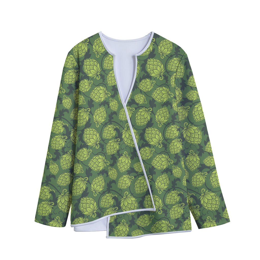 Cartoon Hop Cone Pattern Print Long Sleeve Short Coat