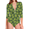 Cartoon Hop Cone Pattern Print Long Sleeve Swimsuit