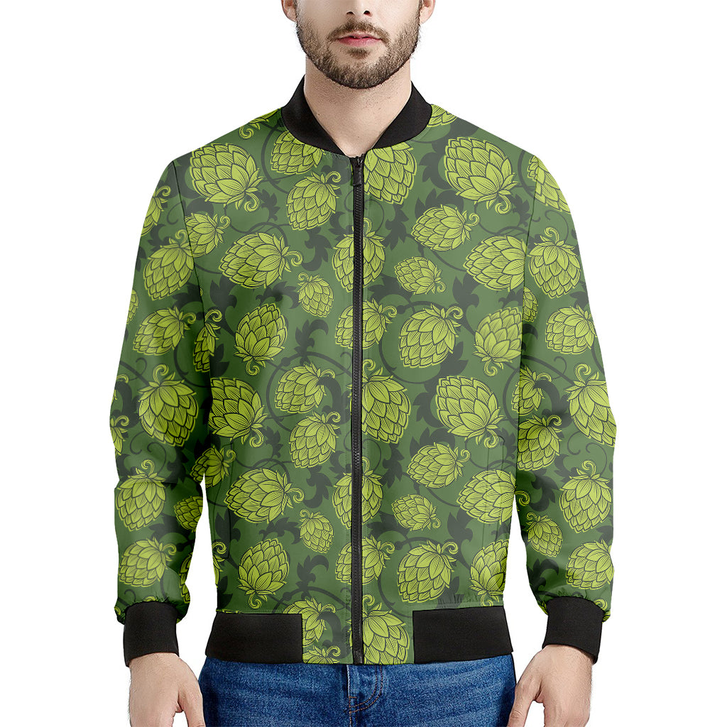 Cartoon Hop Cone Pattern Print Men's Bomber Jacket