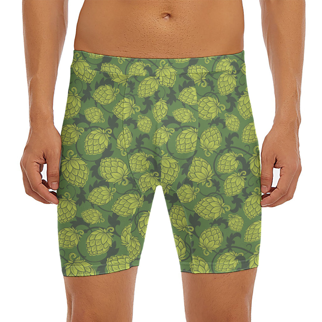 Cartoon Hop Cone Pattern Print Men's Long Boxer Briefs