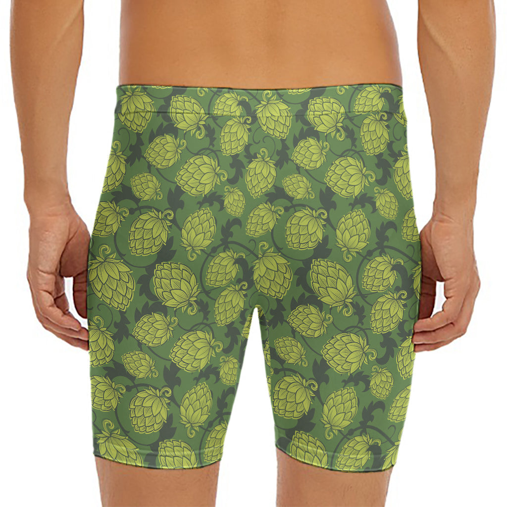 Cartoon Hop Cone Pattern Print Men's Long Boxer Briefs