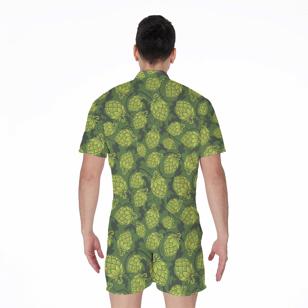 Cartoon Hop Cone Pattern Print Men's Rompers