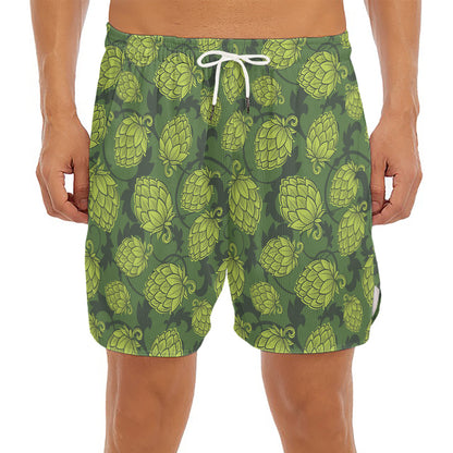 Cartoon Hop Cone Pattern Print Men's Split Running Shorts