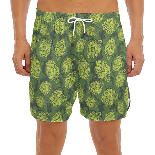 Cartoon Hop Cone Pattern Print Men's Split Running Shorts