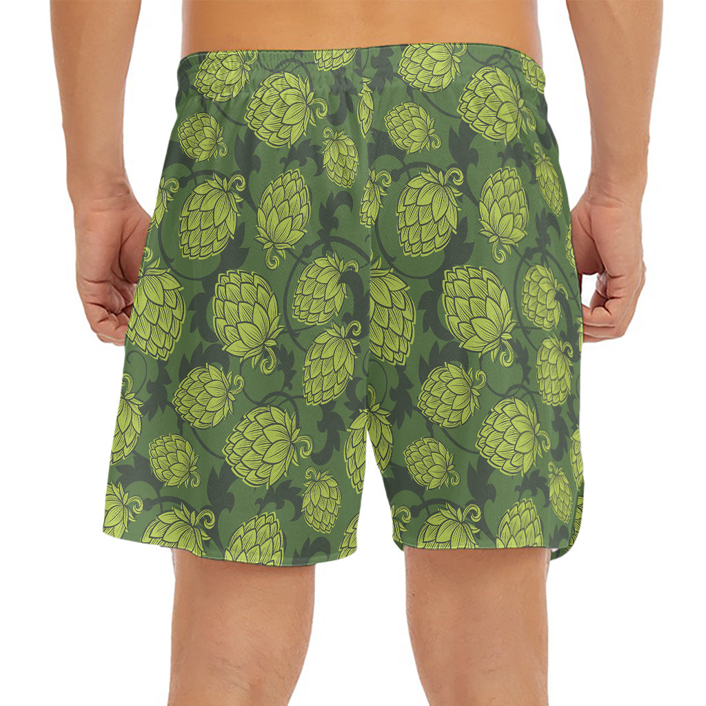 Cartoon Hop Cone Pattern Print Men's Split Running Shorts