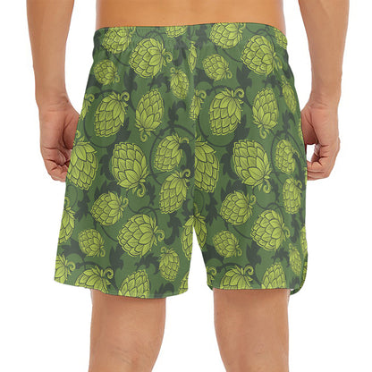 Cartoon Hop Cone Pattern Print Men's Split Running Shorts