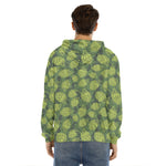 Cartoon Hop Cone Pattern Print Men's Velvet Pullover Hoodie