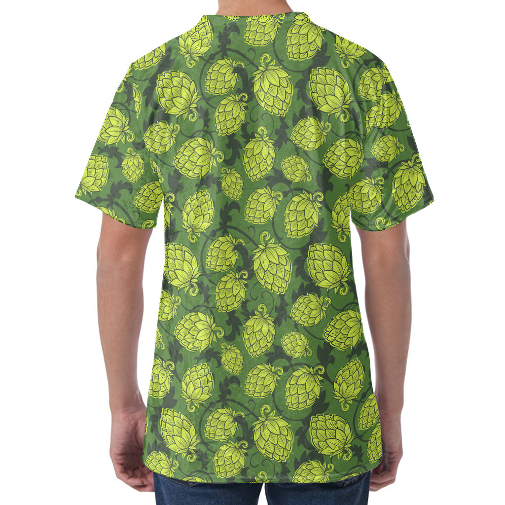 Cartoon Hop Cone Pattern Print Men's Velvet T-Shirt