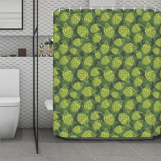 Cartoon Hop Cone Pattern Print Polyester Shower Curtain