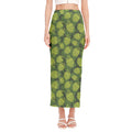 Cartoon Hop Cone Pattern Print Side Slit Maxi Skirt