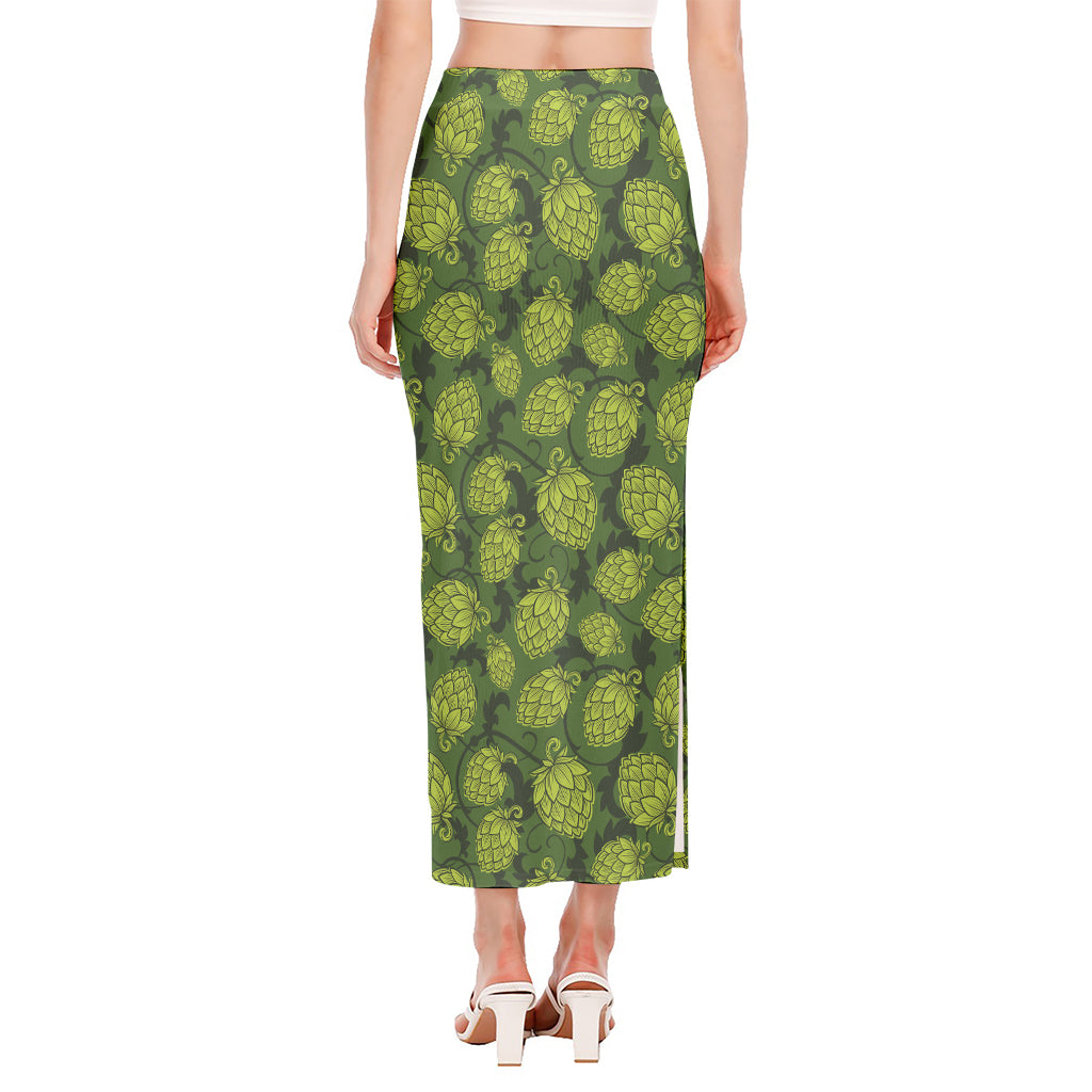 Cartoon Hop Cone Pattern Print Side Slit Maxi Skirt
