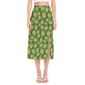 Cartoon Hop Cone Pattern Print Side Slit Midi Skirt