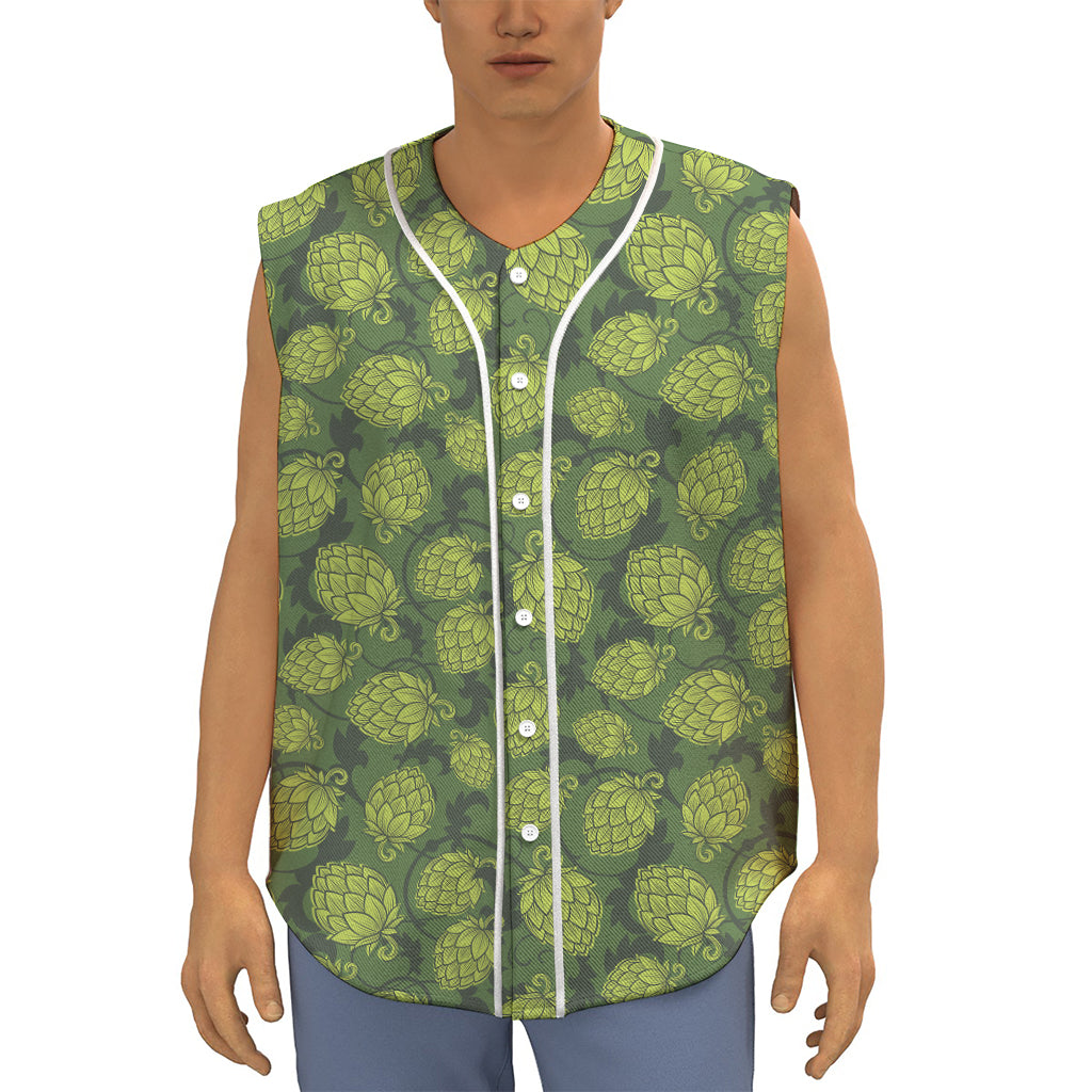 Cartoon Hop Cone Pattern Print Sleeveless Baseball Jersey