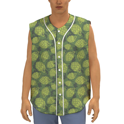 Cartoon Hop Cone Pattern Print Sleeveless Baseball Jersey