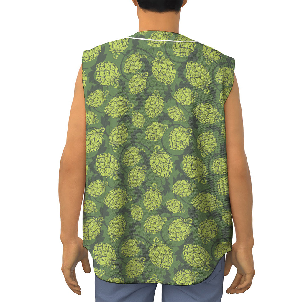 Cartoon Hop Cone Pattern Print Sleeveless Baseball Jersey