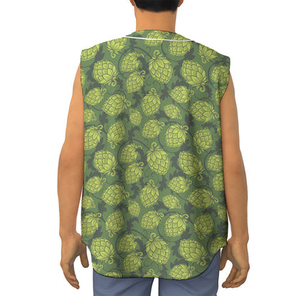 Cartoon Hop Cone Pattern Print Sleeveless Baseball Jersey