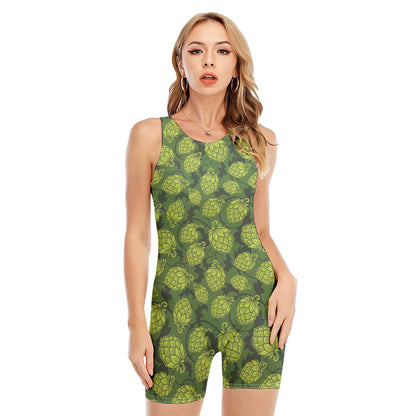 Cartoon Hop Cone Pattern Print Sleeveless One Piece Swimsuit