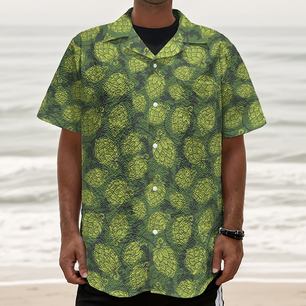 Cartoon Hop Cone Pattern Print Textured Short Sleeve Shirt