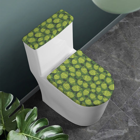 Cartoon Hop Cone Pattern Print Toilet Lid And Tank Cover Set