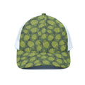 Cartoon Hop Cone Pattern Print White Mesh Trucker Hat