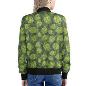 Cartoon Hop Cone Pattern Print Women's Bomber Jacket