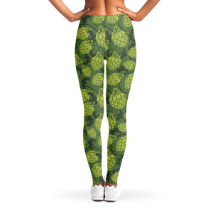 Cartoon Hop Cone Pattern Print Women's Leggings