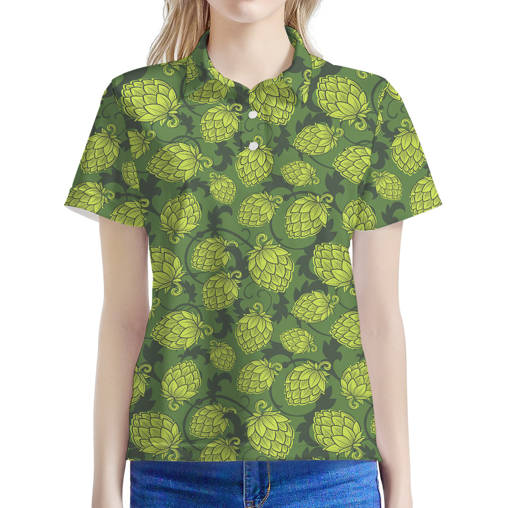 Cartoon Hop Cone Pattern Print Women's Polo Shirt