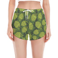 Cartoon Hop Cone Pattern Print Women's Split Running Shorts