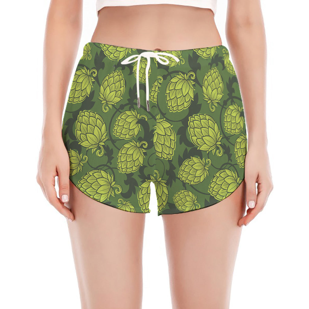 Cartoon Hop Cone Pattern Print Women's Split Running Shorts