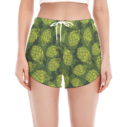 Cartoon Hop Cone Pattern Print Women's Split Running Shorts