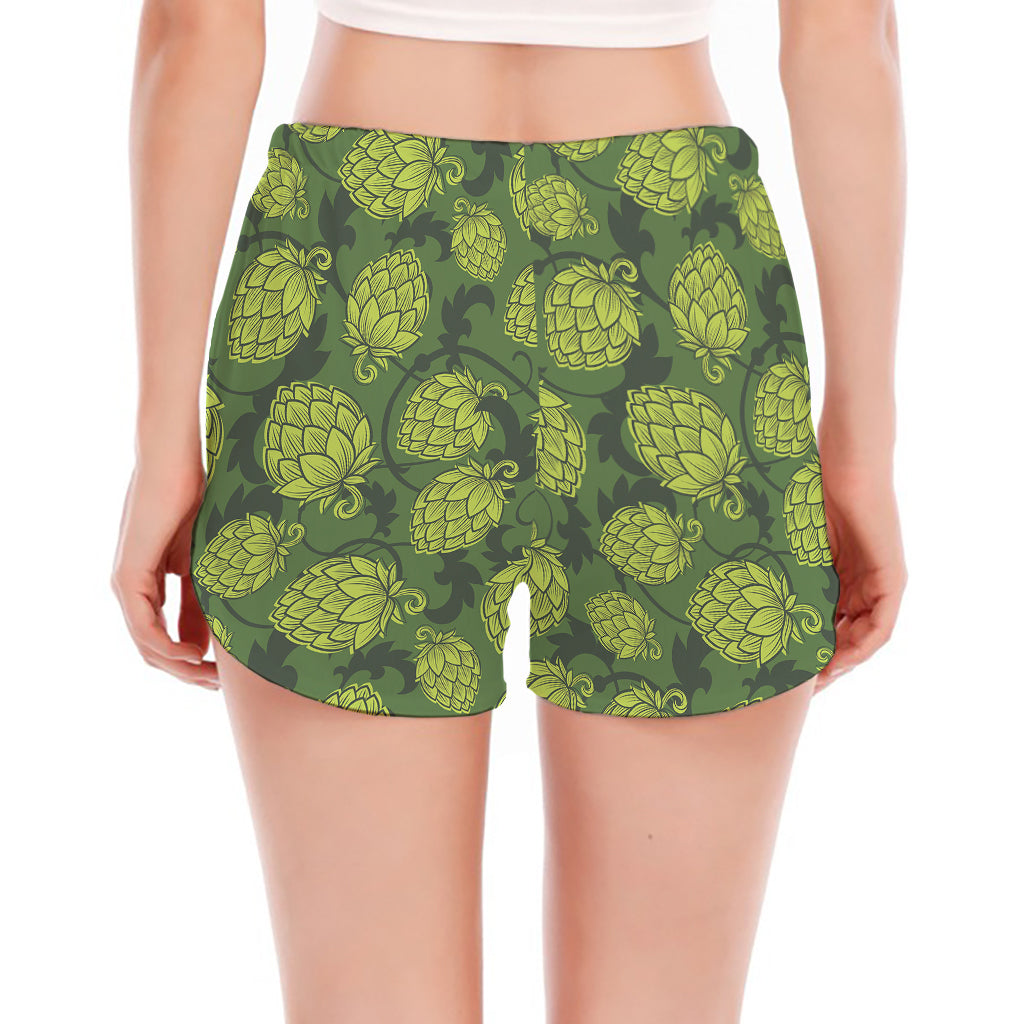 Cartoon Hop Cone Pattern Print Women's Split Running Shorts