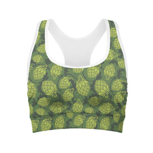 Cartoon Hop Cone Pattern Print Women's Sports Bra