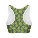 Cartoon Hop Cone Pattern Print Women's Sports Bra