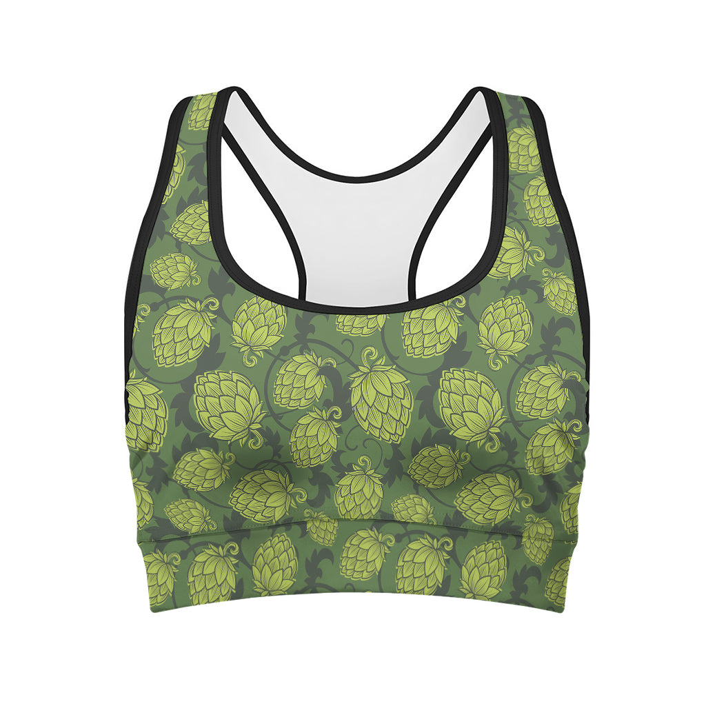 Cartoon Hop Cone Pattern Print Women's Sports Bra