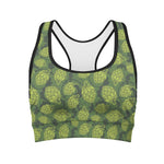 Cartoon Hop Cone Pattern Print Women's Sports Bra