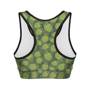 Cartoon Hop Cone Pattern Print Women's Sports Bra