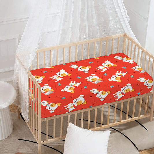 Cartoon Jack Russell Terrier Print Baby Crib Sheet