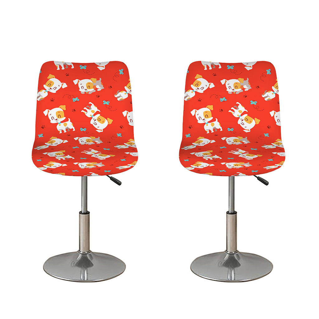 Cartoon Jack Russell Terrier Print Bar Stool Covers