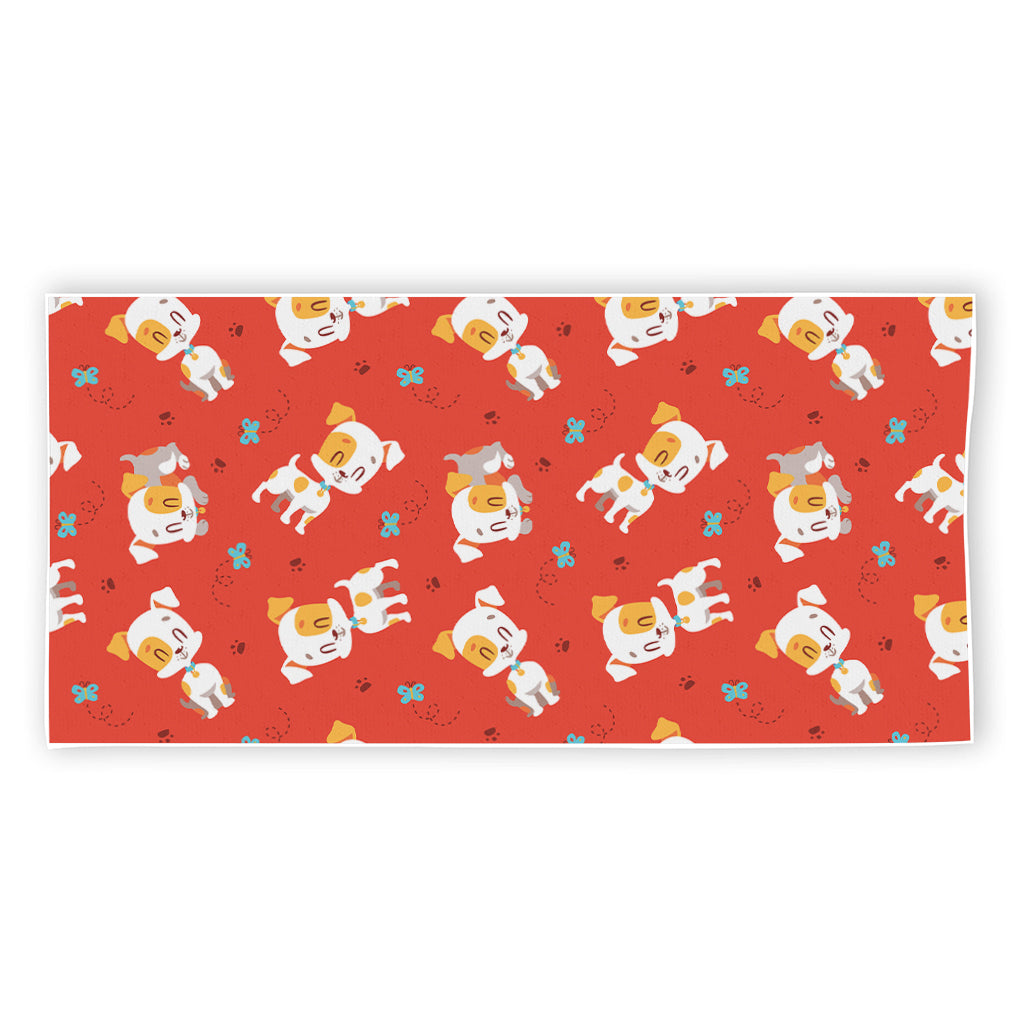 Cartoon Jack Russell Terrier Print Beach Towel