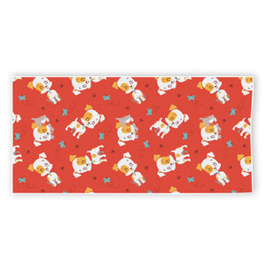 Cartoon Jack Russell Terrier Print Beach Towel