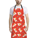 Cartoon Jack Russell Terrier Print Bib Apron With Pocket