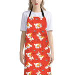 Cartoon Jack Russell Terrier Print Bib Apron With Pocket