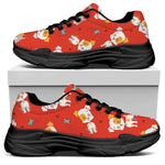 Cartoon Jack Russell Terrier Print Black Chunky Shoes