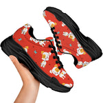 Cartoon Jack Russell Terrier Print Black Chunky Shoes