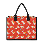 Cartoon Jack Russell Terrier Print Canvas Tote Bag