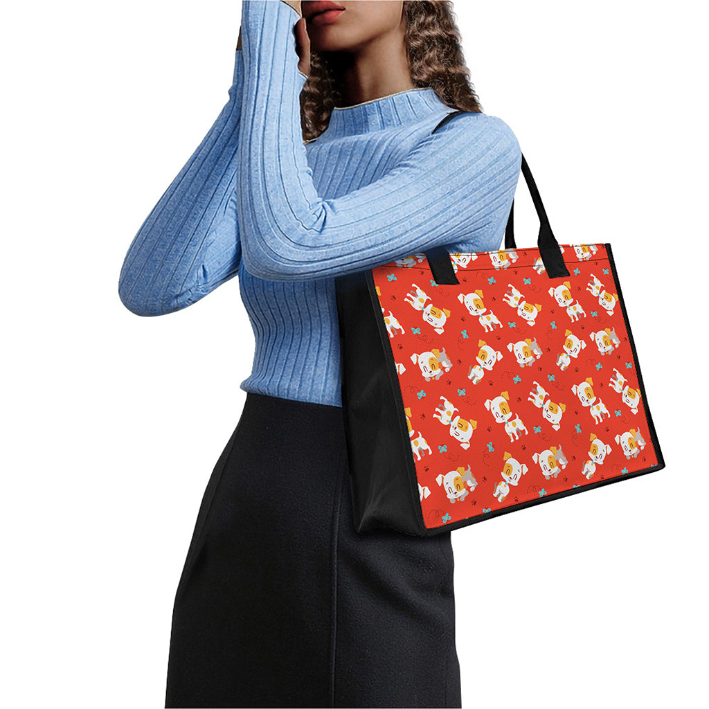 Cartoon Jack Russell Terrier Print Canvas Tote Bag