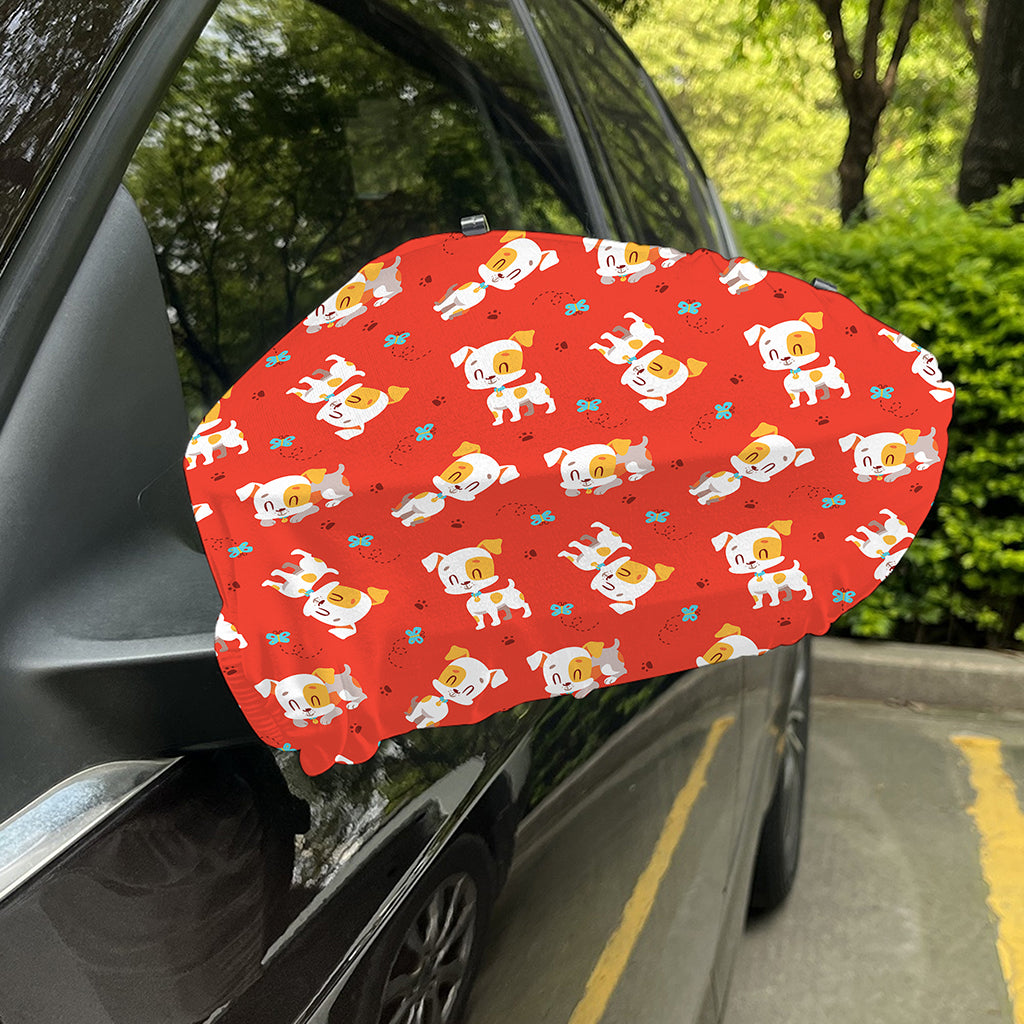 Cartoon Jack Russell Terrier Print Car Side Mirror Covers