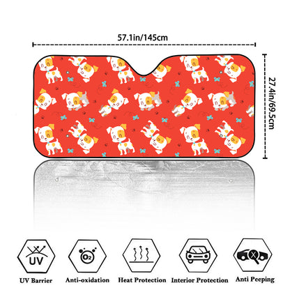 Cartoon Jack Russell Terrier Print Car Windshield Sun Shade