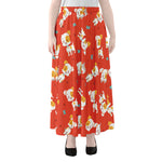 Cartoon Jack Russell Terrier Print Chiffon Maxi Skirt